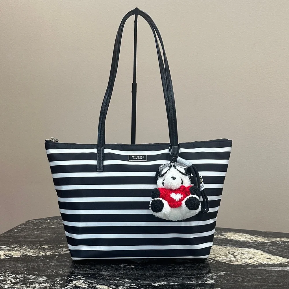 Kate Spade Striped Tote – NWT – Plush Charm – Classic & Playful